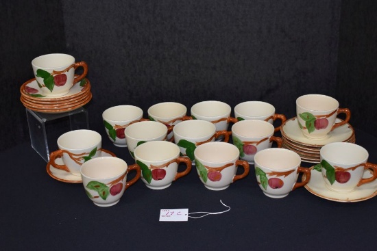 12 - Saucers & 15 Cups - Francescan Ware Apple Pattern