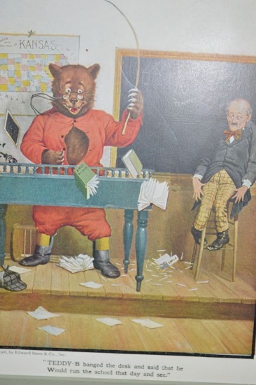 Matted Print of Roosevelt Bear "Banged the Disk"