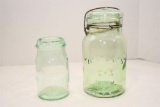 Pair of Green Glass Jars, 