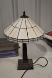 Table Lamp w/ White Tiffany Styled Slag Glass Shade