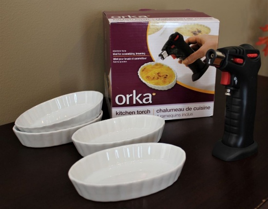 Orka Kitchen Torch with 4 ramekins