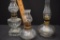 3 Clear Mini Oil Lamps: 1 Octagon and Square Base, 1 Drape Base, 1 Painted