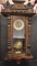 Ornate Wall Mount Walnut Clock w/Key