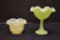 Pair of Lime Colored Custard Fenton Bowls