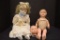 2 Old Dolls Soft Body; 1 w/Porcelain Head and Arms, 2nd w/Composite Parts