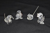Group of 4 Swarovski Crystal Animal Figurines: Seal, Mouse, Duck and Dog