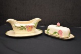 Franciscan Ware Dessert Rose Dishes: Gravy Boat and Covered Butter