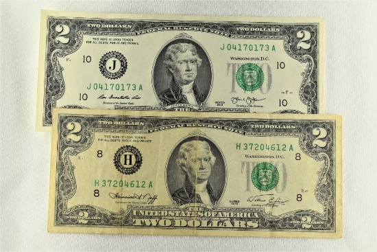 2 - $2 Dollar Notes, 1976 Series &  2013 Series