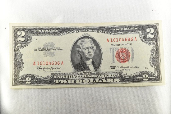 1963 Two Dollar U.S. Note, Red Seal - Dillon UNC