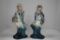 Pair of Heidi Seloop Hollywood California Teal w/Gold Trim Lady Figure Plan