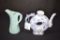 6 in. USA W-98 Leaf Shape Pitcher and Unmarked Tea Pot w/Lid