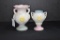 Pair of Hull Vases: #122 - 6 1/2 in. - #131 - 4 3/4 in. Yellow Flowers