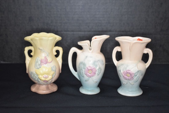 Group of 4 Hull Vases - 6 1/4 inch Tulip Flower Flared USA - 12, 4 3/4 inch