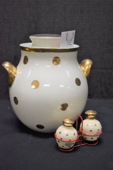 Hall's "Dot" Cookie Jar #1566 and Salt & Pepper by Napco