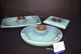 Group of Hyde Park Pottery - 2 Ashtray No 1935 & 1950, 1 Trinket WO 1510, A