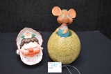 Rossini Wobble Head Mouse Bank in Mellon and Little Baby Clown Bank