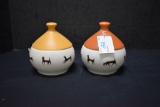 Pair of Lidded Uni pet Bowls by The UpJohn Company