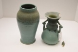 Full Moon Pottery 2000, 9 in. Vase, Roseville Futura Vase - Large Chip w/Pi