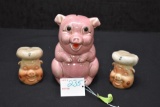 Unmarked Pig Bank and Pair of Pig S & P