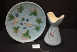 Hull Pottery Serenade 9 in. Robins Egg Blue Vase and Germany #230, 11 in. G