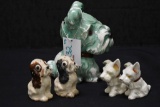 Unmarked Teal Scottie Dog Bank w/2 Pairs of Salt & Pepper