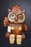 Unmarked Winking Owl Cookie Jar w/Shawnee? Salt & Pepper Shakers