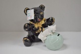 Unmarked Bear Bank Black and Gold and Cat w/Yarn Ball Bank