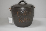 Unmarked McCoy Cookie Kettle w/Gold Lettering and Brass Handle Cookie Jar