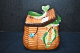 Fish Basket Cookie Jar by Young - Has Chip on Lid