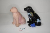 Pair of Fenton Hand Painted Dogs by D. Robinson and K. Maston