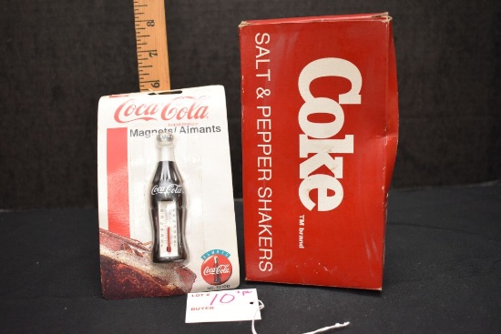 Set of Coke New in Box S&P and New Magnetic Thermometer