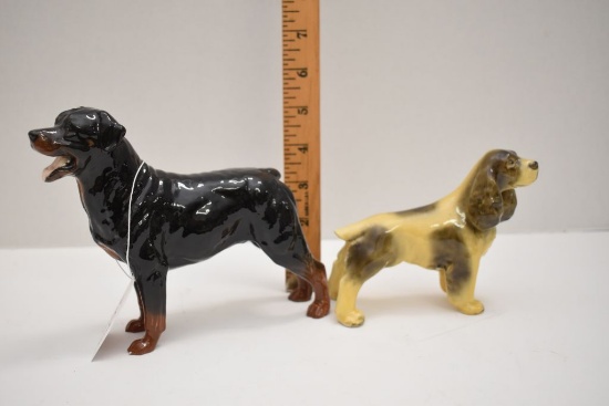 Royal Doulton Rottweiler God Figurine and Unmarked Bird Dog Figurine - Glaz