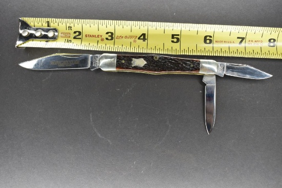 Winchester Trademark, 3971 '89, Triple Blade, Manmade Brown Colored Handle