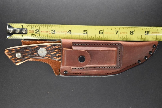 Remington R-6 Skinner Fixed Blade with Sheath and Sharpening Stone, Imitati
