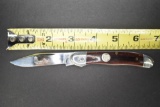 Queen Steel #95, Single Blade, Locking Push Button, Wood Handle