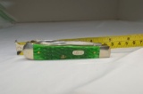 Case XX USA, 6254 SS, Green Colored Manmade Bone Handle