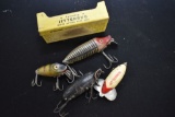 Group Vintage Wood & Plastic Lures: Heddon River Runt Spook, Heddon Midgit