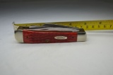 Case XX USA, 6554 SS, 5 Blade, Red Colored Manmade Bone Handle