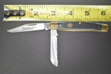 Copenhagen Schrade, 2 Blade, one blade is saw blade,  Black Manmade handle