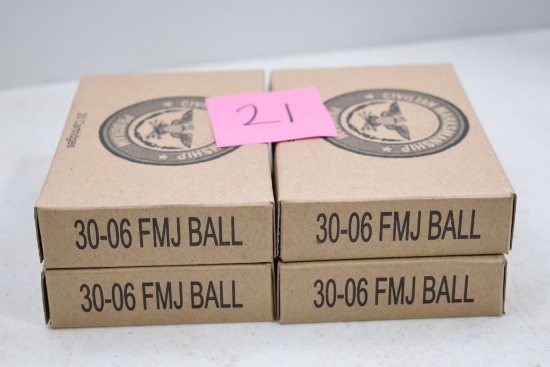 Group of Civilian Marksmanship Program 30-06 FMJ Ball, 20 rounds per box (4