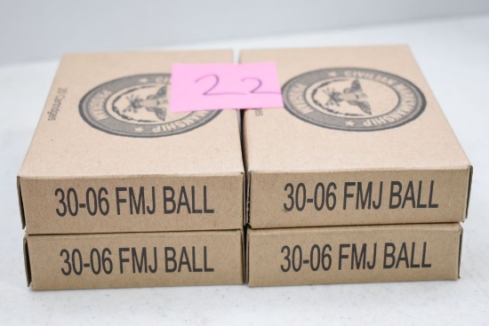 Group of Civilian Marksmanship Program 30-06 FMJ Ball, 20 rounds per box (4