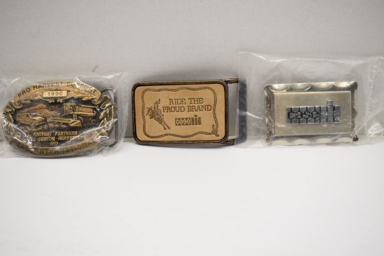 Group of 3 Belt Buckles: Case IH Pro Harvest Support 1990 Limited Edition 1