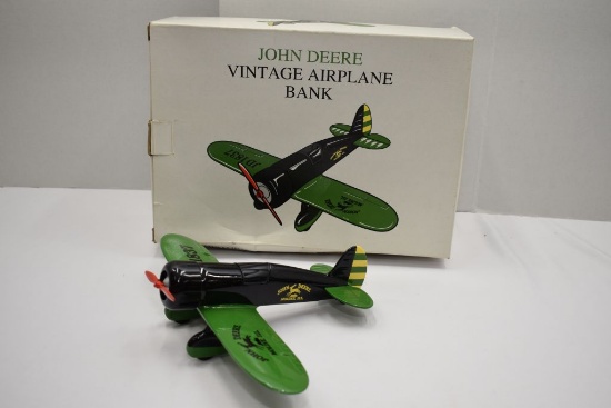 John Deere Vintage Air Plane Bank, Stock #40019, Box is Creased and Has Rip