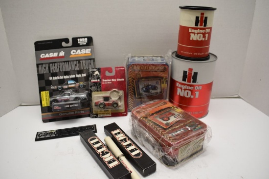 Group of 2 IH NO. 1 Engine Oil Coin Banks, 2 Big Red Pens, 1 IH Go Axial-Fl