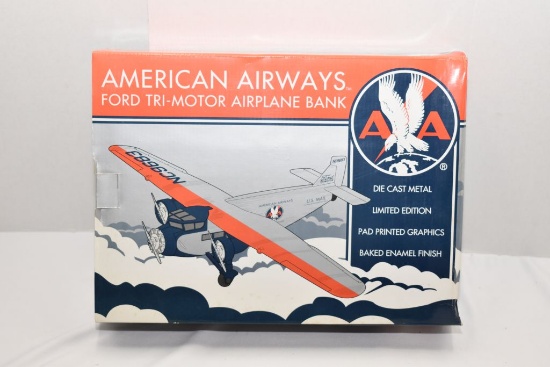 American Airways Ford Tri-Motor Airplane Bank, Diecast Metal, Limited Editi