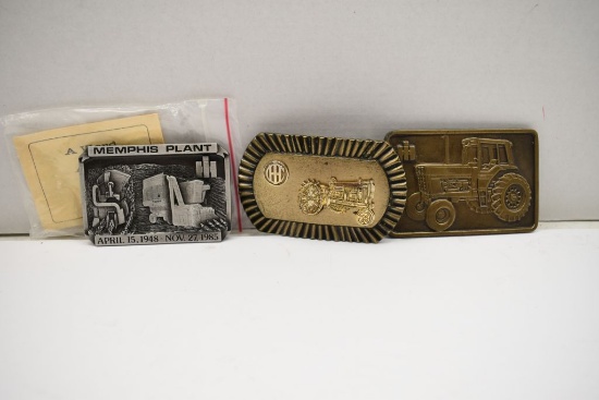 Group of 3 Belt Buckles: IH 1086 Tractor, Memphis Plant April 15, 1948 - No