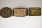 Group of 3 Belt Buckles: Case IH Ride the Proud Brand Leather Stamped Face