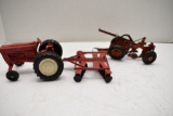 IH Tractor, missing some paint, w/ Disc and McCormick 2 Bottom Plow, No Box
