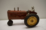 Massey Harris 44 Narrow Front with Man Driving, Missing Some Paint