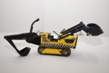 Tonka T6 Dozer with Backhoe and Front Loader, Paint and Stickers are Peelin